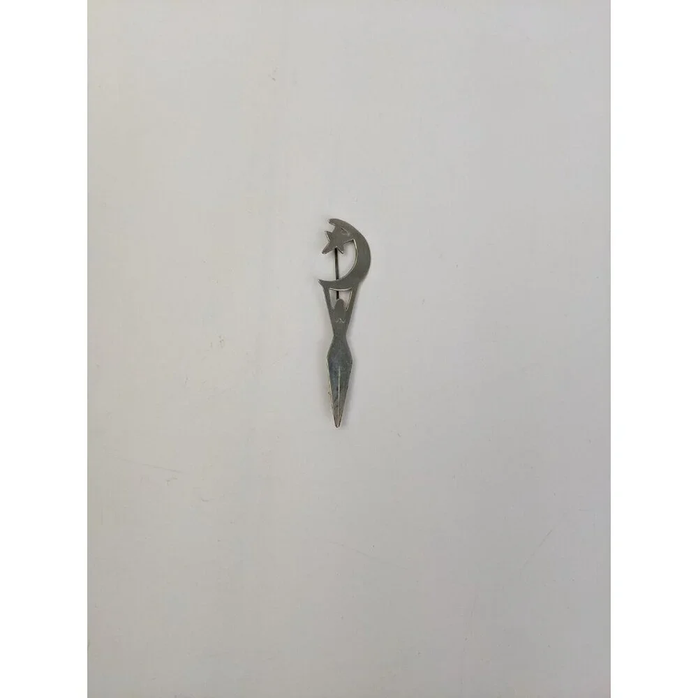 Vintage Sterling Silver Signed Pin Brooch Nude Woman Moon Star Celestial - Picture 2 of 9